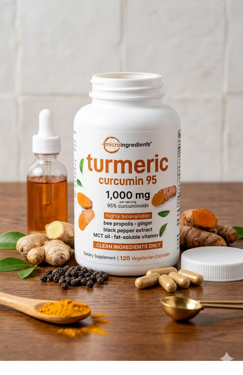 "Cúrcuma Curcumina 95% – Antiinflamatorio Natural para Articulaciones y Recuperación Muscular | 120 Cápsulas"